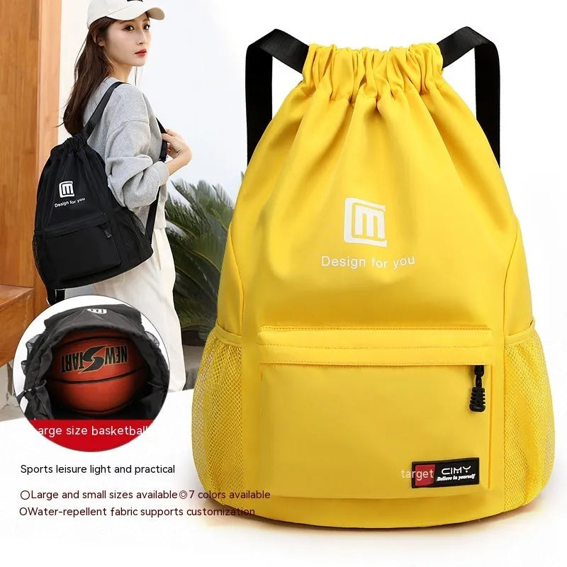 Oxford fabric sports bucket backpack with drawstring closure in multiple colour options