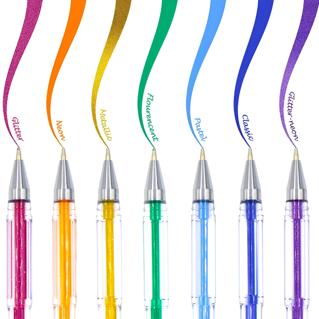 100 gel colour pens with plastic barrels in 0.5mm and 1.0mm tip sizes