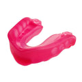 Silicone mouth guard in pink with transparent lockable storage box
