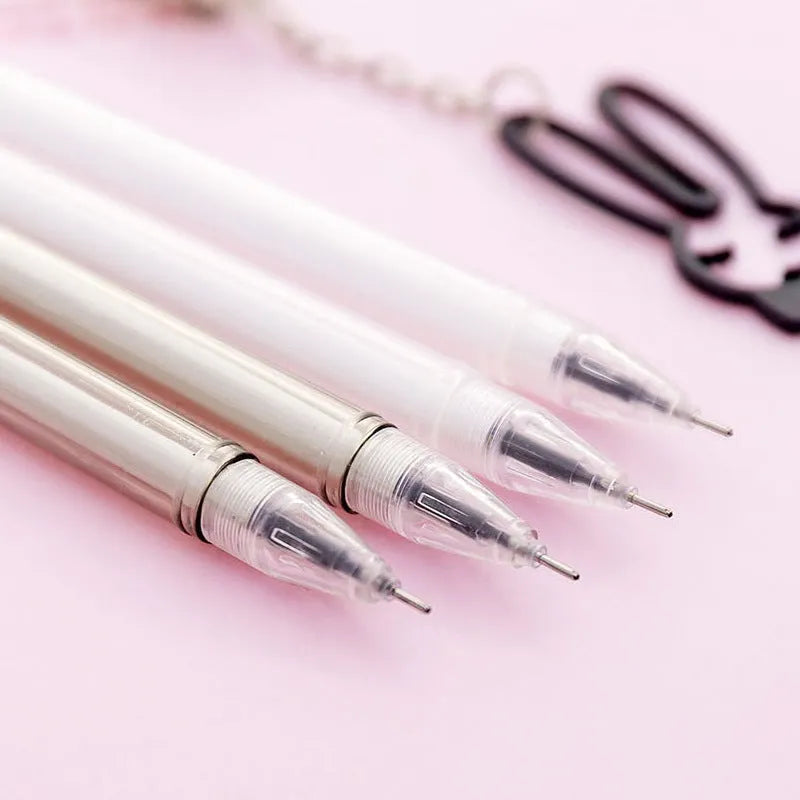 Gel pen with paper crane or rabbit pendant, 0.38mm tip, 17cm plastic construction