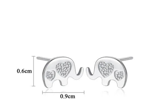 Geometric silver stud earrings with gem setting, shown in gold and silvery colour options.
