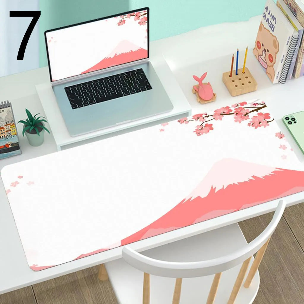 Large rubber gaming mouse desk mat with printed design, available in multiple sizes and thicknesses