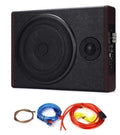 8-inch 12V 600W car audio subwoofer with ultra-thin wooden enclosure and PU leather finish