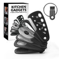 Six stackable kitchen gadgets with brush in colour box, made from plastic and stainless steel
