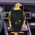 Eagle style car phone holder with wireless charging base and snap-on suction cup mount.