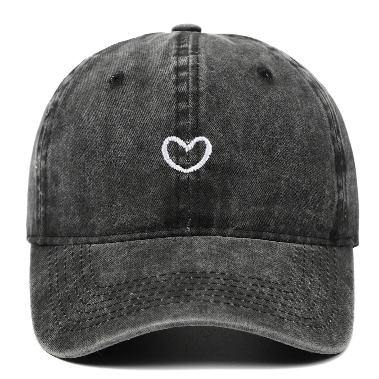 Cotton baseball cap with small love embroidery in adjustable size for sun protection