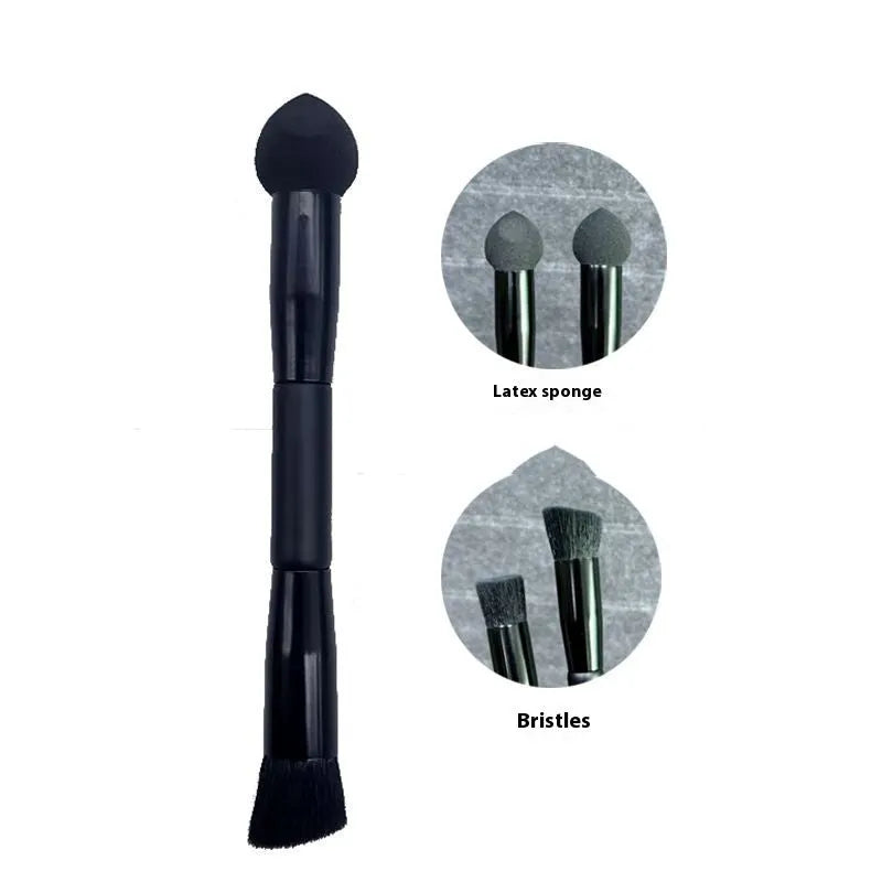 Black sponge stick concealer brush with wooden handle for makeup application