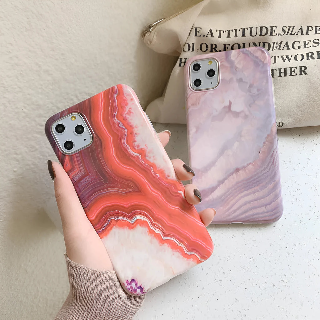 Marbled TPU soft shell phone case in purple and red for iPhone 11 Pro Max