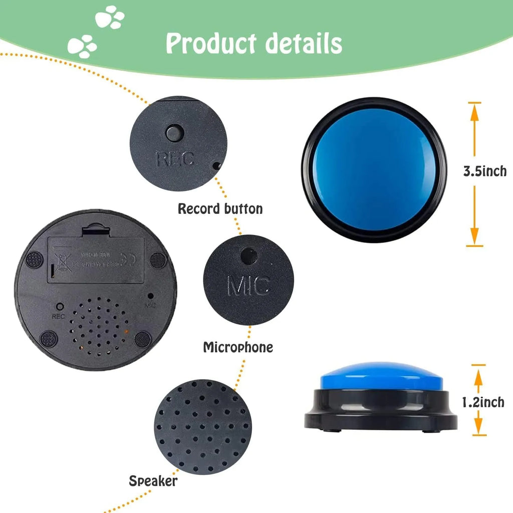 Voice recording button pet training buzzer in assorted colours for dog and cat communication