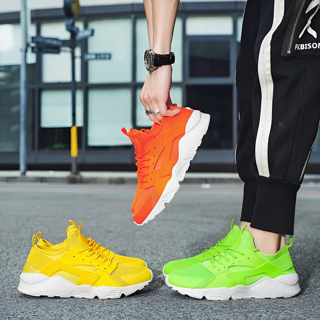 Men's low-top mesh casual shoes with cross shoulder strap in fluorescent colours