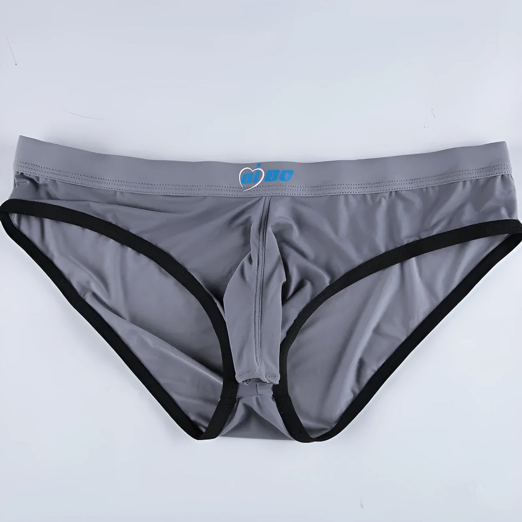 Men's ice silk briefs with bullet separation pouch in Army Green colour