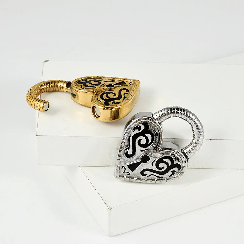 Women's heart-shaped stainless steel earrings in gold or steel colour electroplated finishes