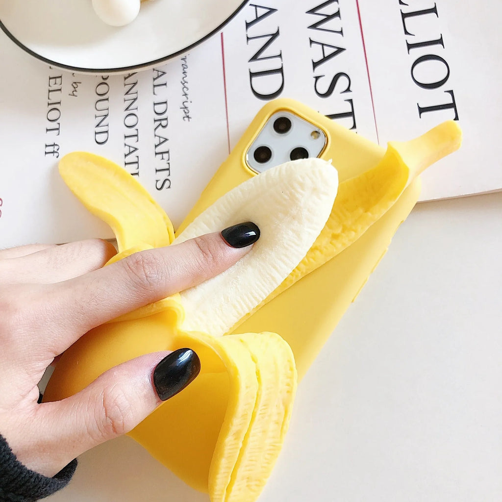 Banana design iPhone case with squeeze feature for multiple iPhone models