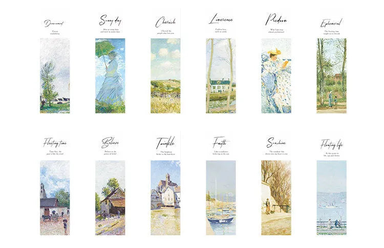 Paper bookmark set with creative art designs – 40×150mm, 350g white cardboard, pack of 30