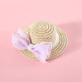 Woven Lafite leaves cat hat in princess style with pearl butterfly decoration for pet fancy dress