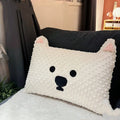 West Highland puppy dog pillow on sofa, grey and white dog-themed design, 50cm length