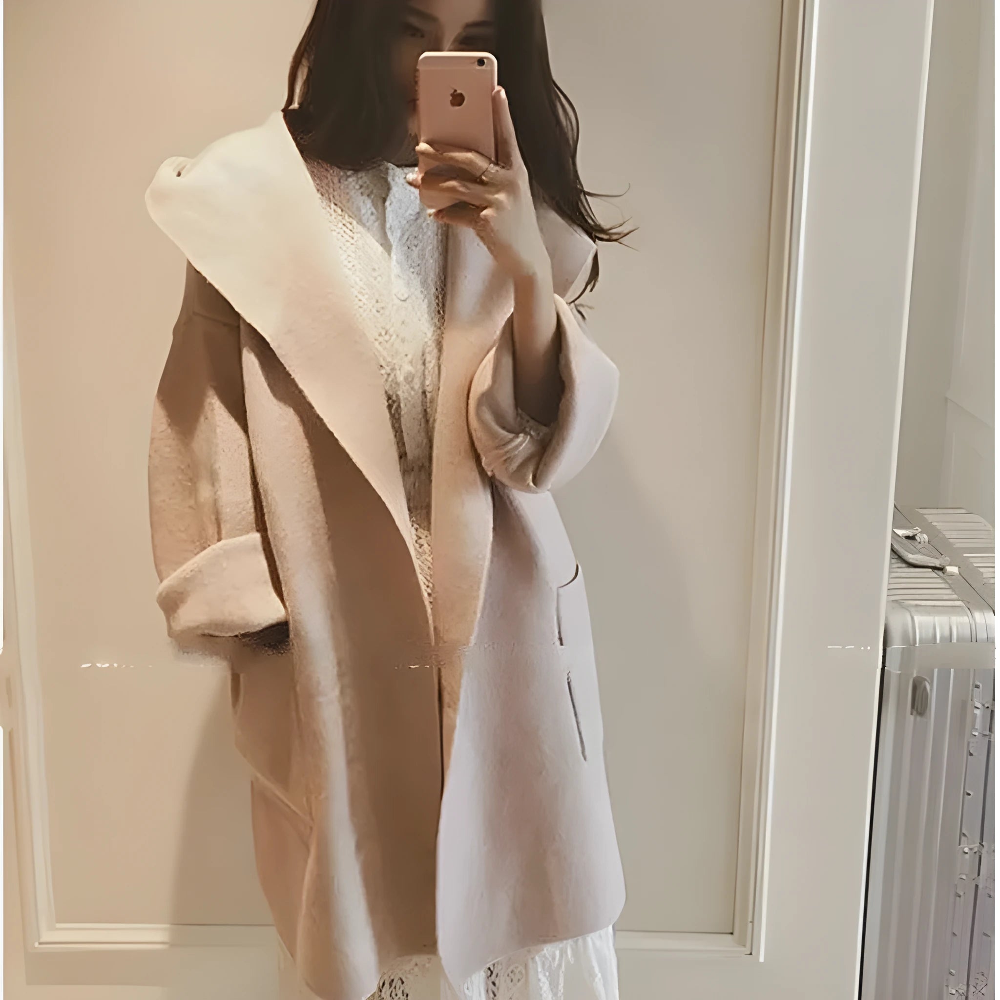 Plus size women's thin cotton coat with lace trim on sleeves in black, grey or pink colours