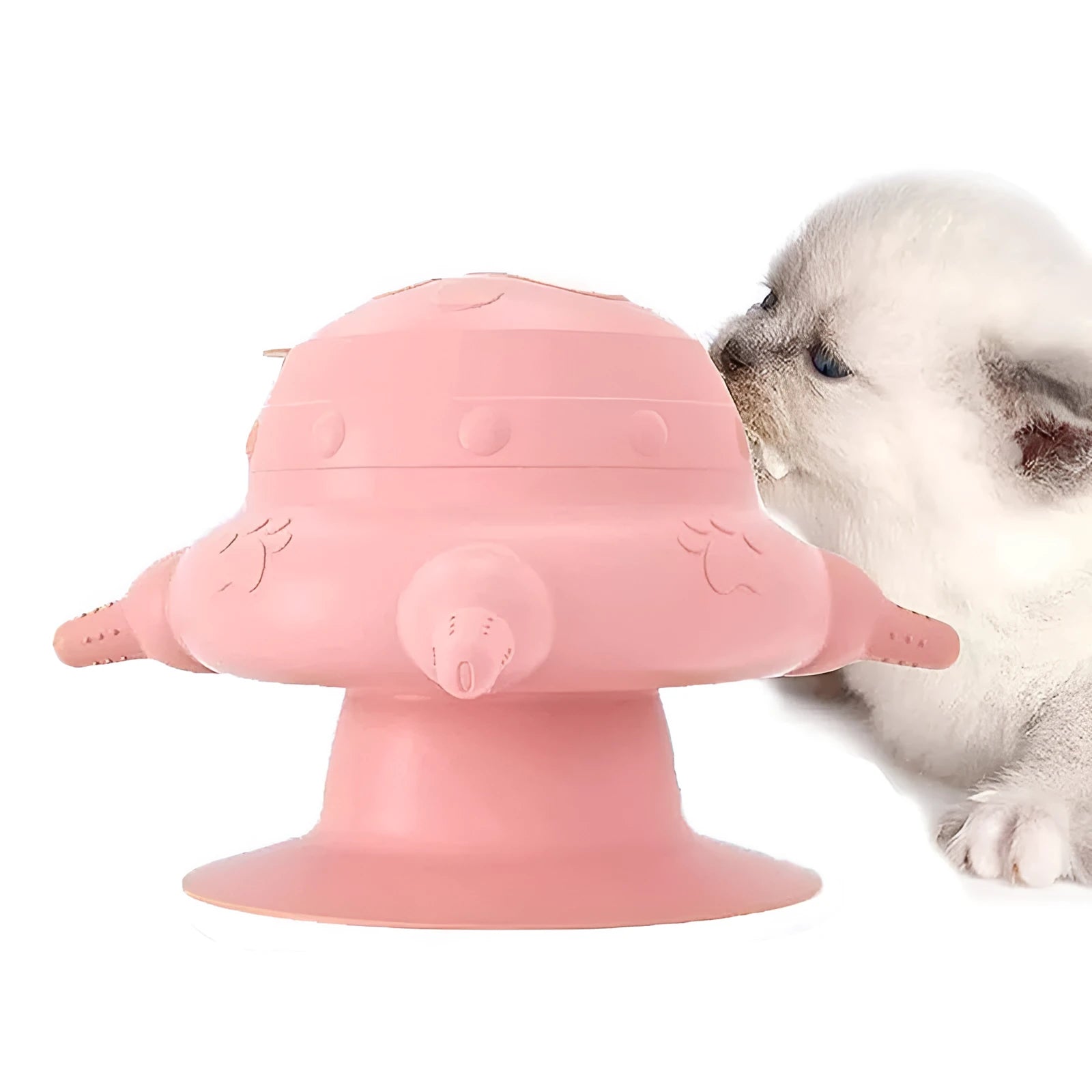 Pink silicone pet nursing device with bionic breast-shaped milk bowl for feeding puppies and kittens