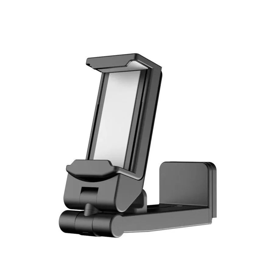 Black foldable universal phone holder with rotating body stand for mobile devices