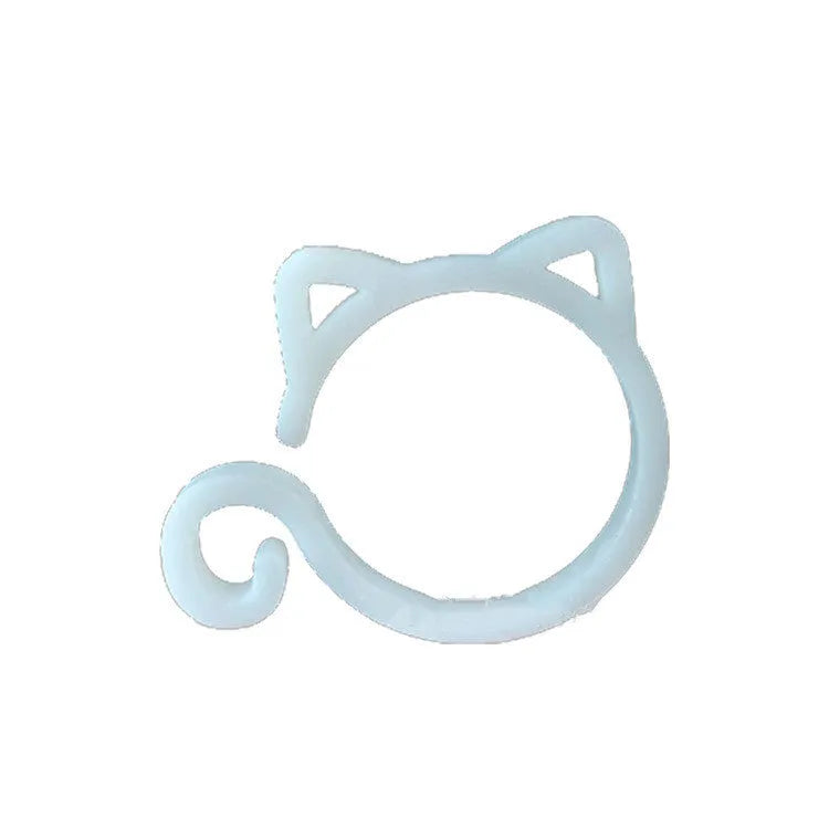 Cat-shaped plastic plant clip in four colours: red, yellow, green and white