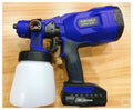 Blue cordless electric paint spraying machine with 800ml container and 1.8mm nozzle for DIY projects