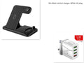 4-in-1 wireless charging station showing phone, Apple Watch, AirPods and pencil charging simultaneously on adjustable stand