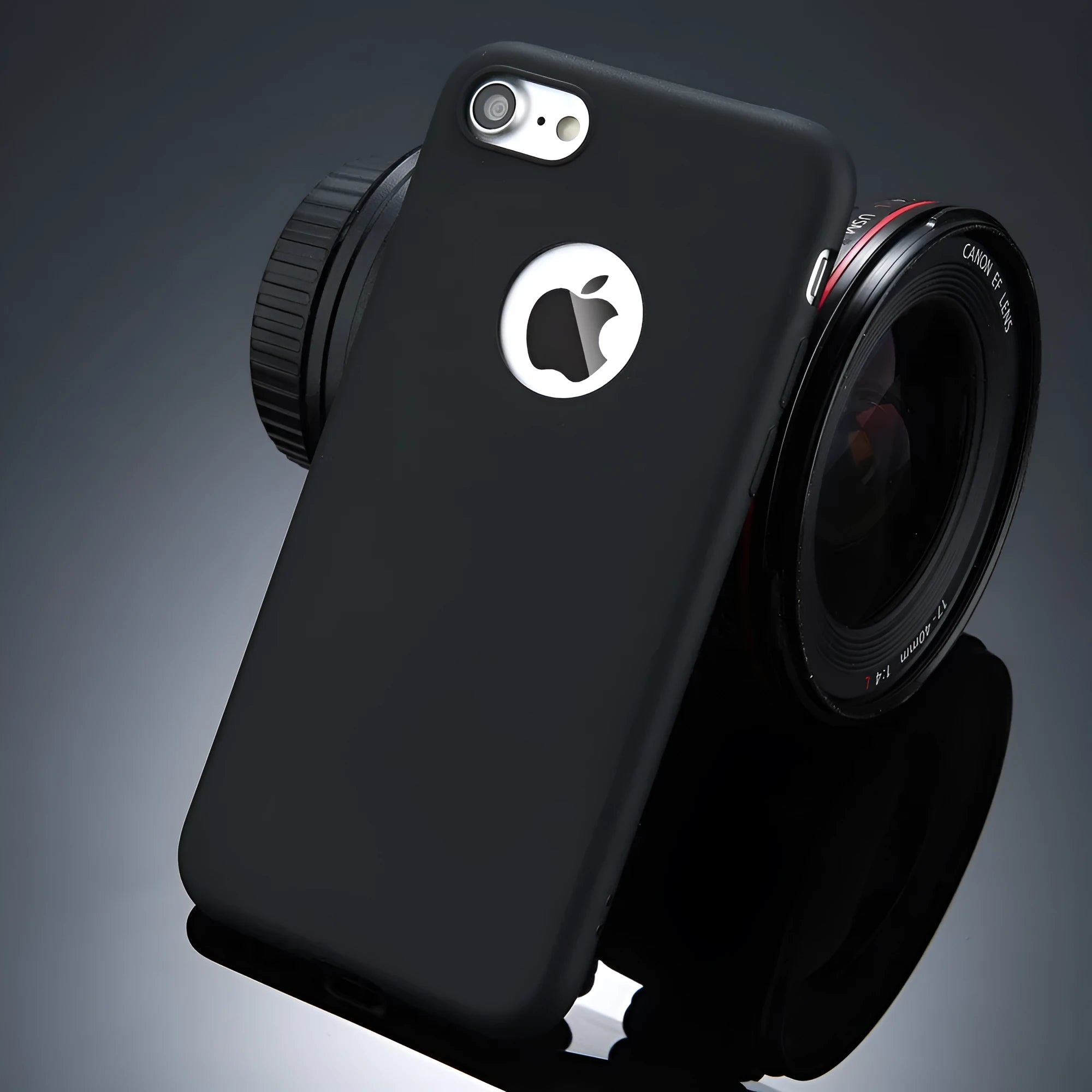Candy colour soft silicone TPU back cover case for iPhone on a table