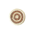 Round Japanese placemat made from natural papyrus with decorative tassels in modern simple style