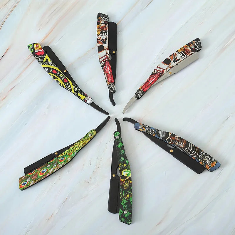 Manual shaver with clown skull design, 74 blade, red pattern black colour option