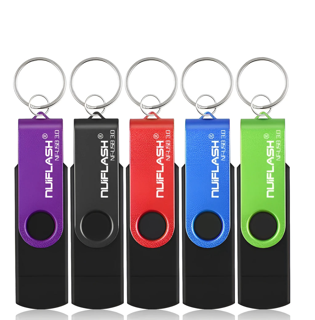 OTG USB 3.0 flash drive 64GB in black rotating design for smartphones and computers