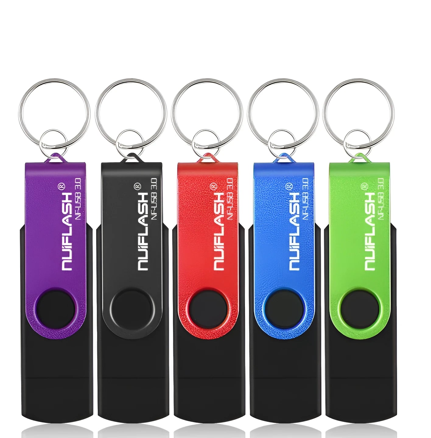 OTG USB 3.0 flash drive 64GB in black rotating design for smartphones and computers