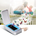 Blue and white ultraviolet disinfection box for mobile phones with 253.7nm UV wavelength