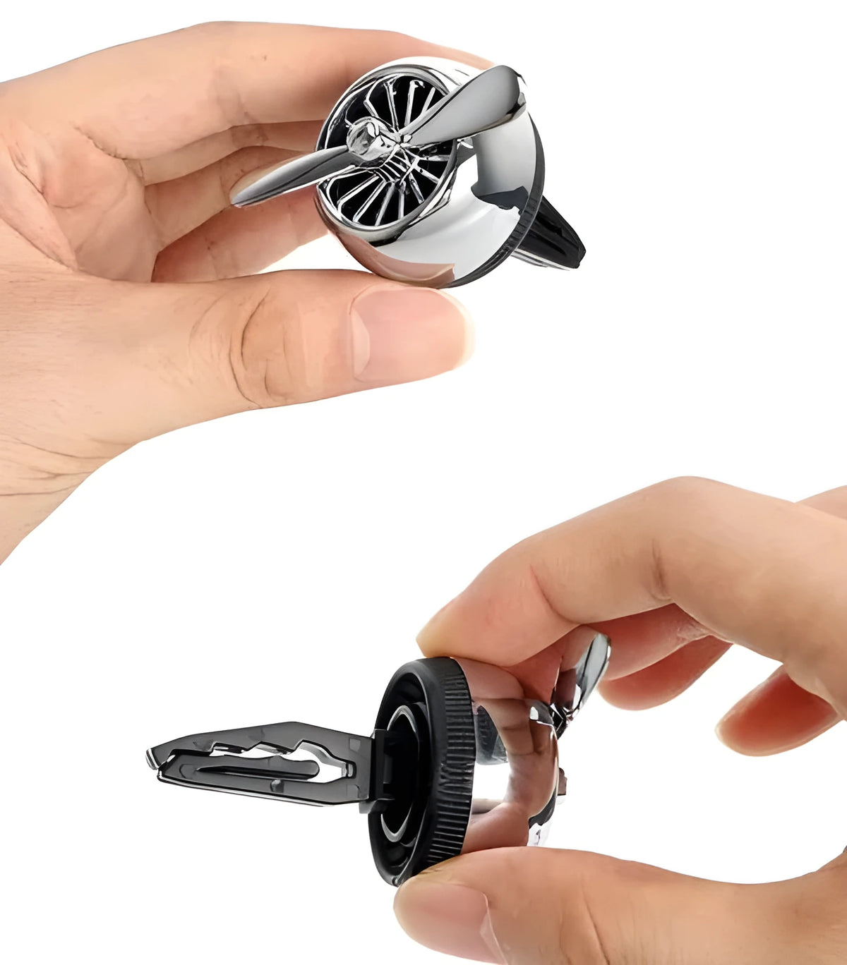 Car air vent freshener clip with Air Force 2 propeller and Power Ocean perfume tablet