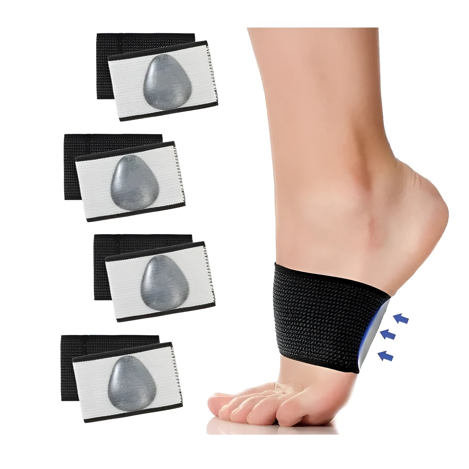 Elastic foot bandage with PU arch support pad in heart or ordinary style design