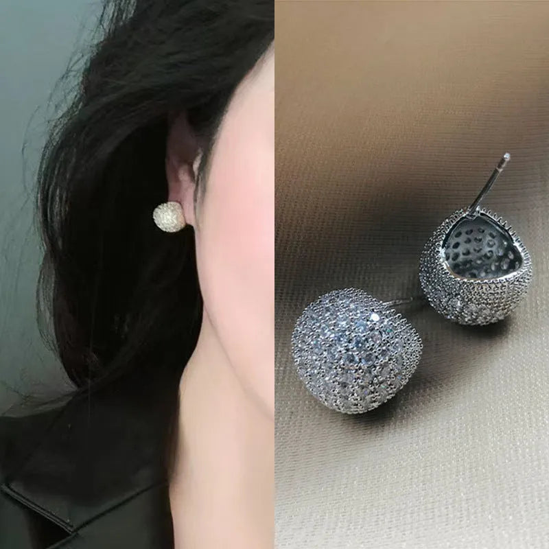 Geometric drop earrings with golden bean clusters and flash diamond accents in gold and white colour options