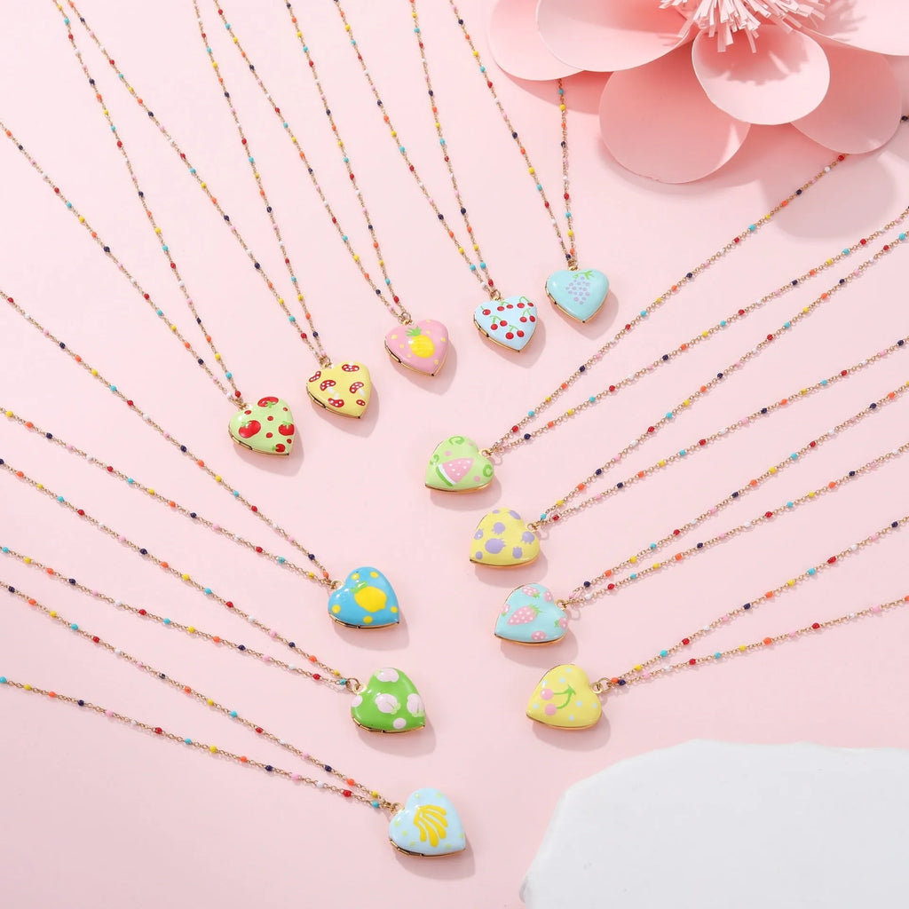Women's gold-plated fruit pendant necklace on stainless steel chain with adjustable length