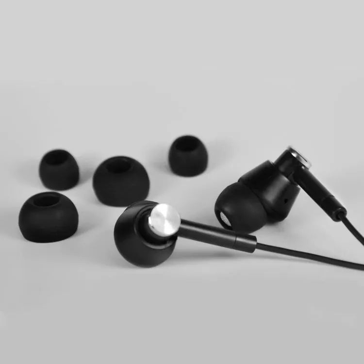 Wired in-ear earphones with subwoofer for computer and mobile phone, shown in Black and White