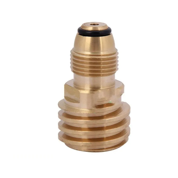 Gold brass gas adapter with taper external thread and 7mm internal connection for brazier charging