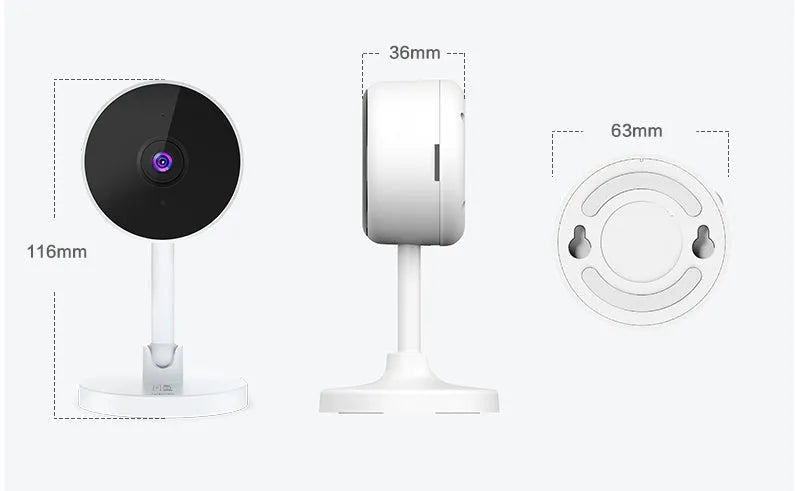 White wireless WiFi home security camera with network alarm functionality