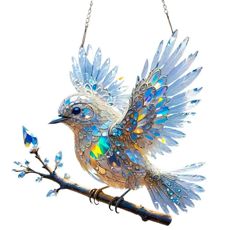 Acrylic bird pendant wall decoration with cartoon style UV printing