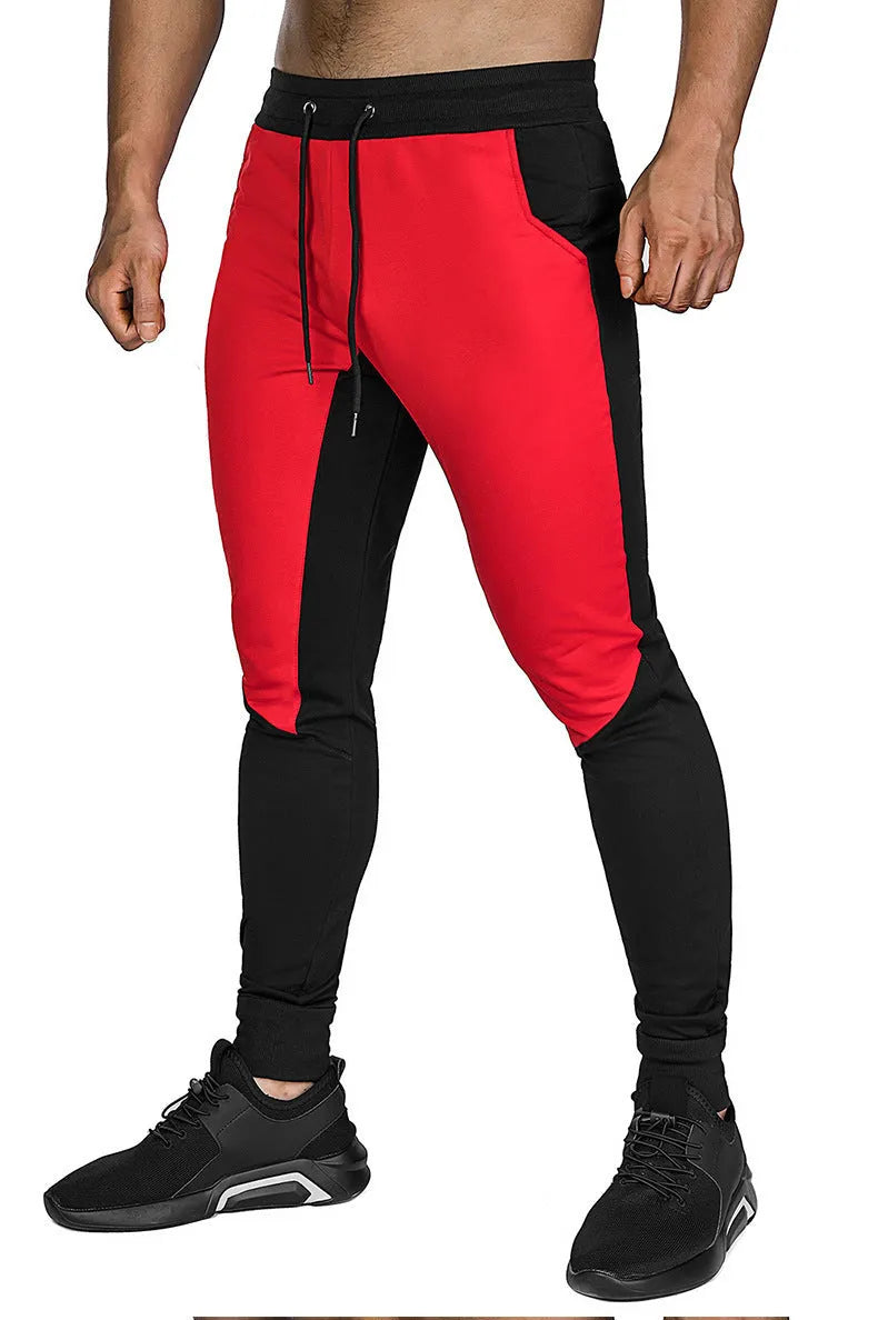Men's straight-leg cotton sweatpants in grey, small-foot design, with tether waist closure
