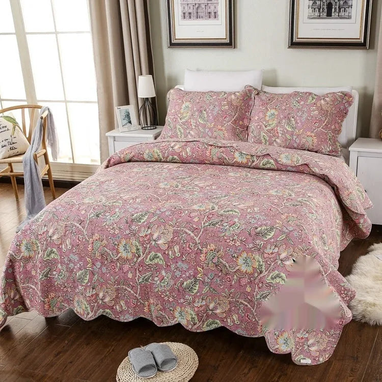 Pure cotton bedspread three-piece set with double-sided geometric patterns for 1.8 metre beds
