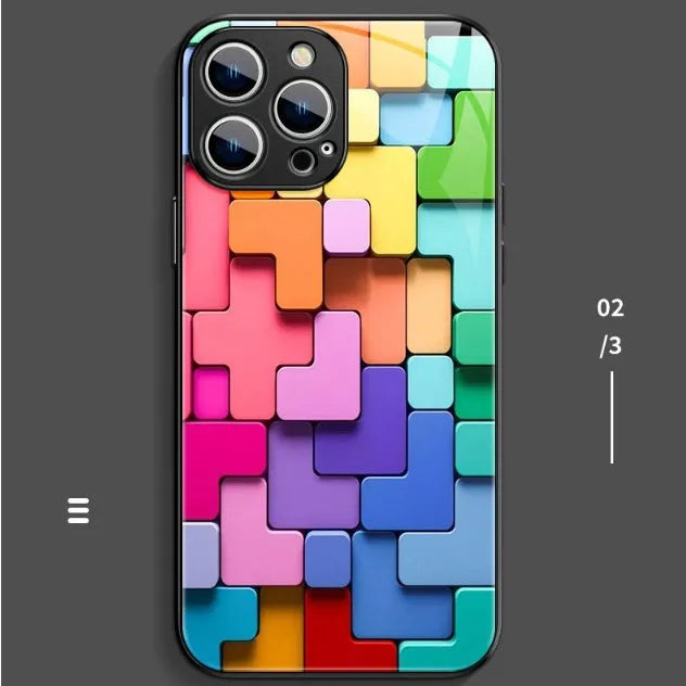 Cartoon geometric pattern silicone back cover case for iPhone with translucent colour options