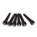 Six ebony folk guitar string nails with matt black finish and 5.3mm bayonet diameter