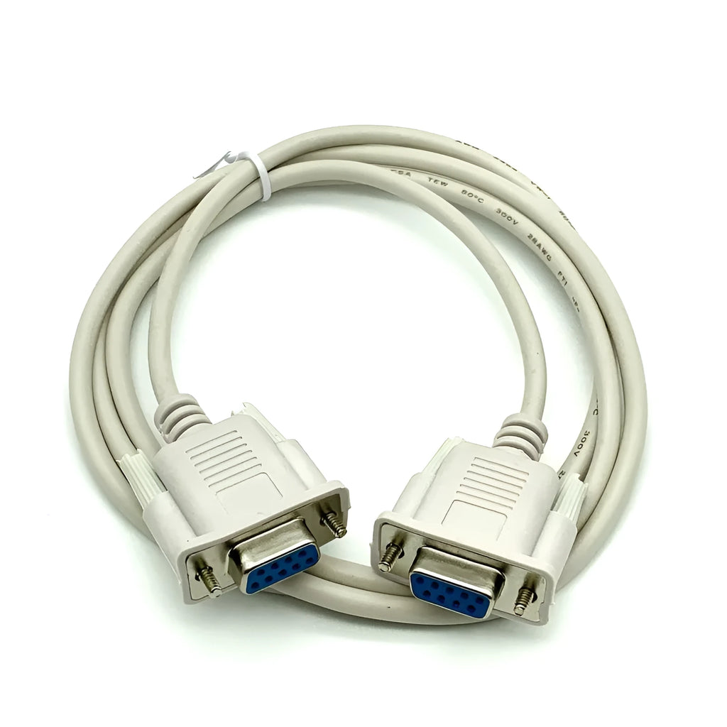 Milky white DB9 female to female RS232 serial cable with 1.5m length