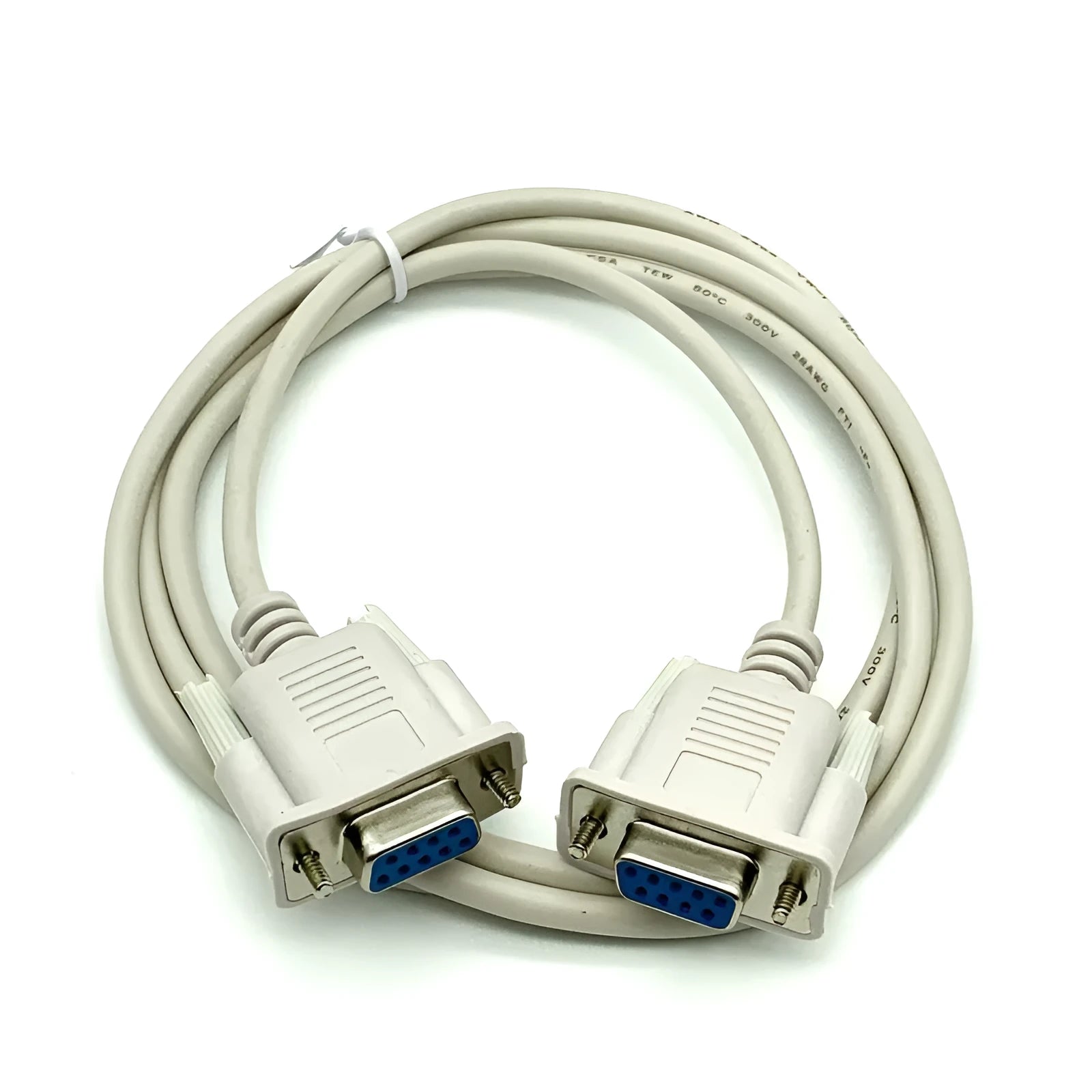 Milky white DB9 female to female RS232 serial cable with 1.5m length