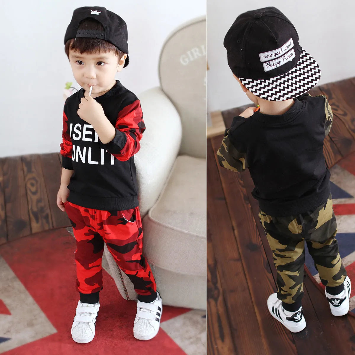 Boys' cotton top in green and red, sizes from 80cm to 120cm for children