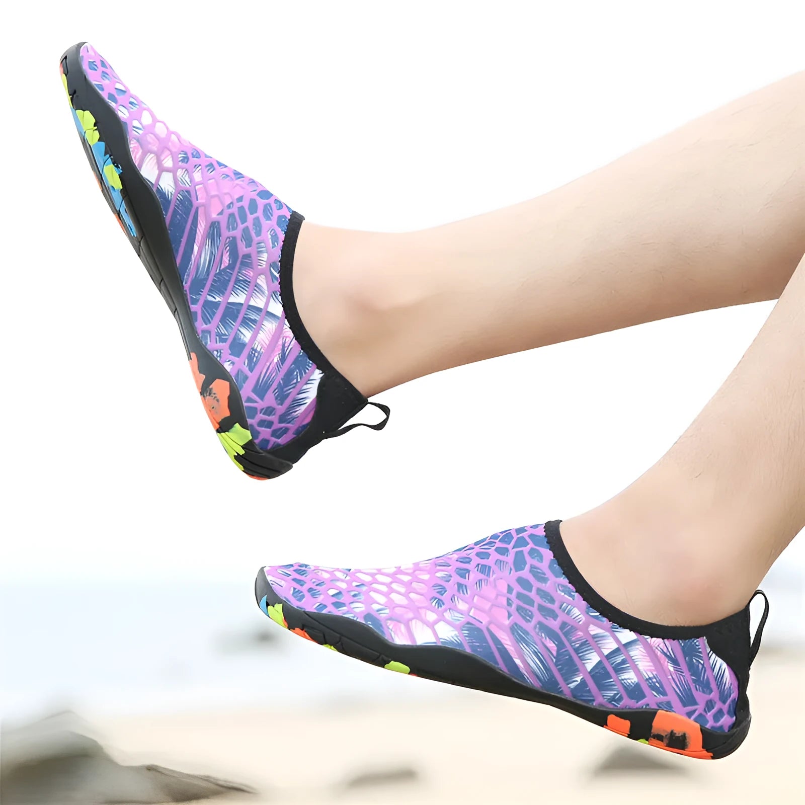 Beach wading shoes for men and women in blue, made from Lycra fabric with an EVA midsole.