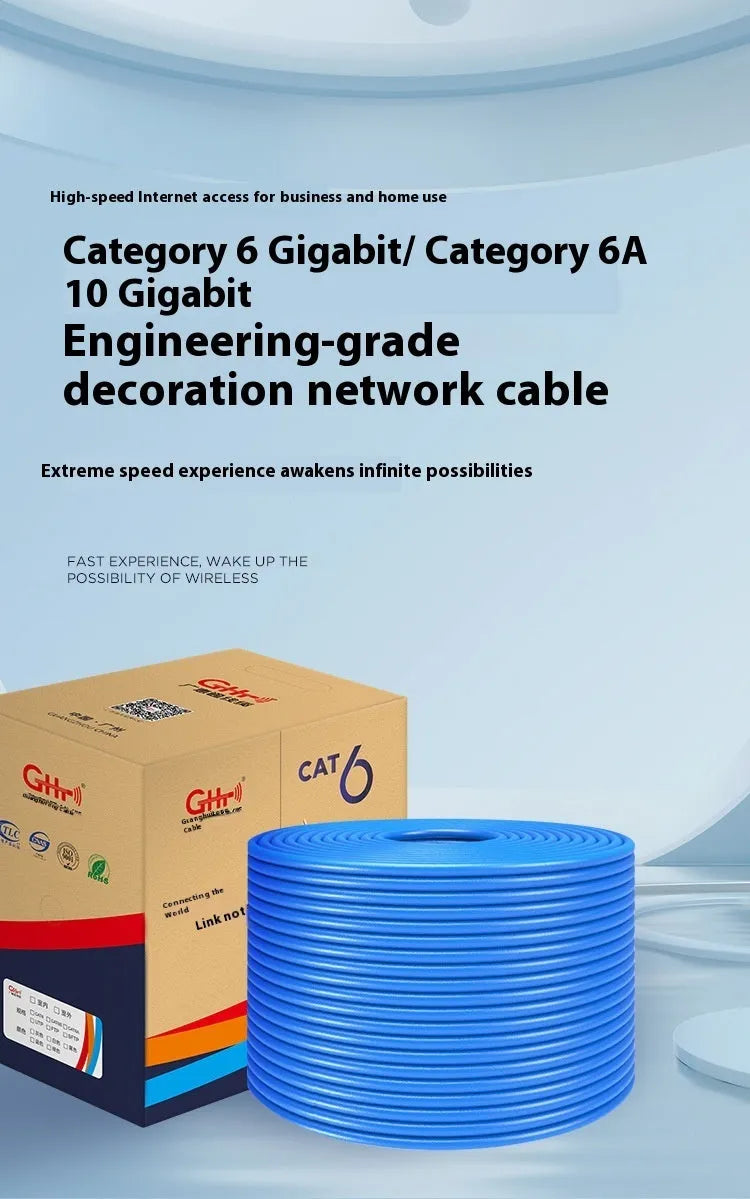 Blue oxygen-free copper Gigabit network cable on 305-metre reel with Category 6/6A specification