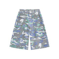 Camouflage colour denim cropped trousers with a straight leg and workwear pocket detail.